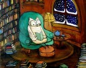 Snowy Owl Would Rather Be Reading- Archival Print