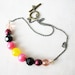 Mod Inspired Colorful Beaded Necklace -Pink Black Yellow Mix - Lovey Sweet