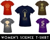 Womens Science Shirt Short Sleeve Color Tee Rock Star Scientist Cotton T-Shirt Clothing Tesla Einstein DNA Molecule Atom Bomb S M L XL XXL