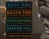 Boston Art Hoods on Wood - Five Block Set - Pick the Hoods - City Art - City Word Art - City Blocks - Gift - Fathers Day Gift