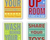 By Order of the Management Set of 4 Small Prints - Kids Artwork - Kids Art Prints - Kids Room Art