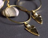 NEW . spearhead . gold . navajo inspired hoop earrings