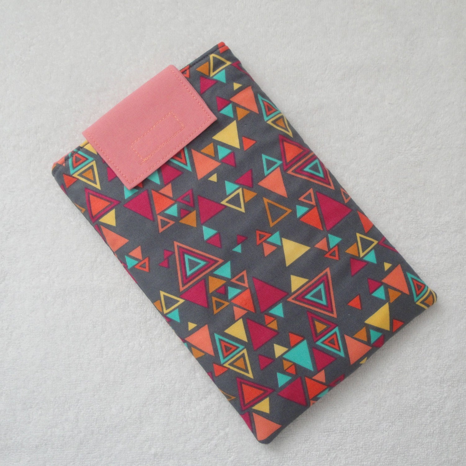 Nook cover, Nook sleeve, padded Nook case in Grey Washi Triangles