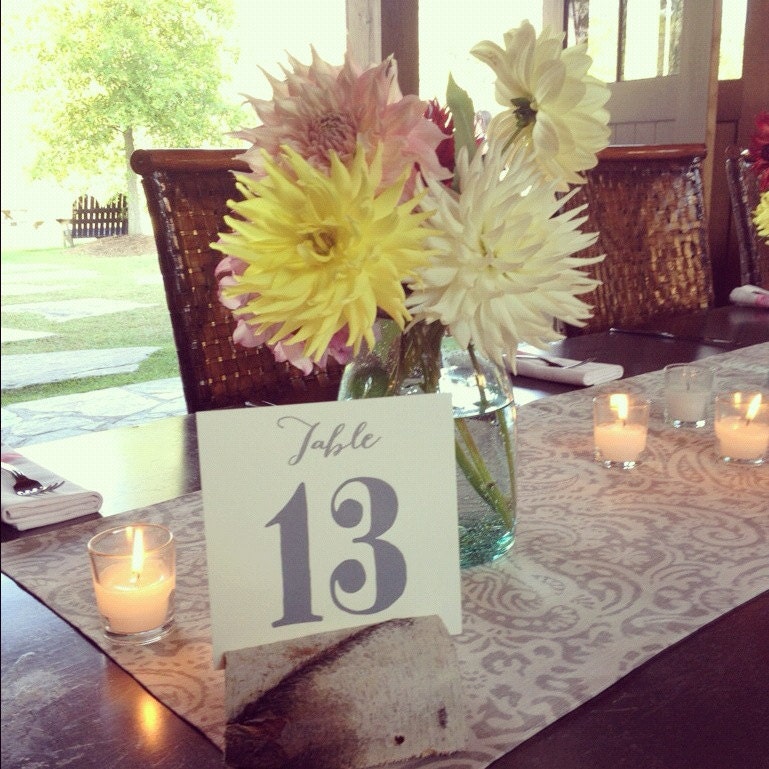 Table Numbers for Wedding Seating, Grey and Cream, Modern
