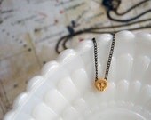 teeny tiny skull necklace- matte gold charm with aged brass curb chain- cute goth