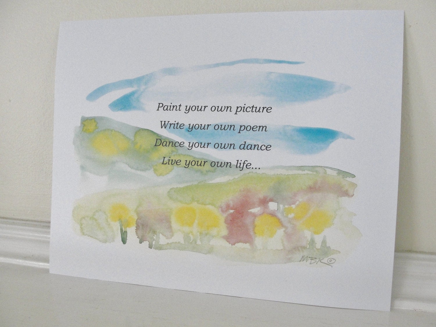 Inspirational Poster Digital Print, Landscape Watercolor Print, Home Decor, Graduation, Birthday, Encouragement Gift 8 x 10