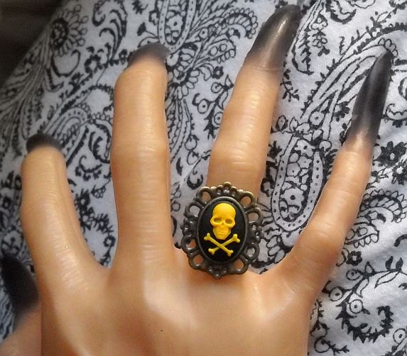 Hazard Poison Skull and Crossbones Ring
