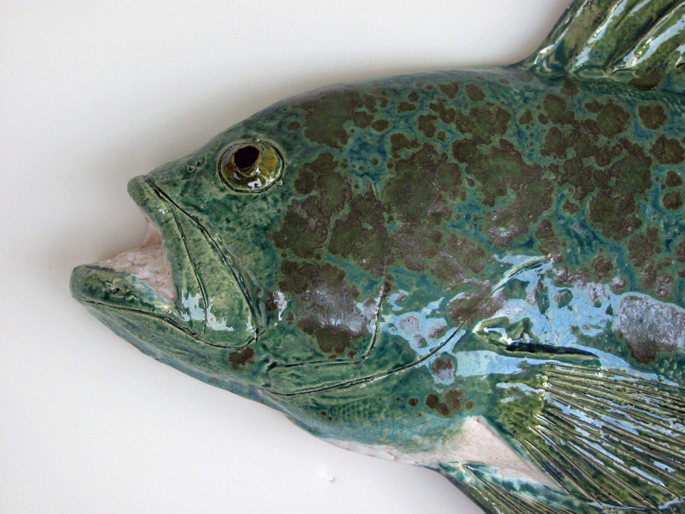 Souper Grouper Ceramic fish decorative art wall hanging