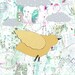 Bird Painting , Acrylic Animal Painting , Collage Mixed Media Folk Art , Whimsical Painting Reproduction , 8x10 . Print 5210