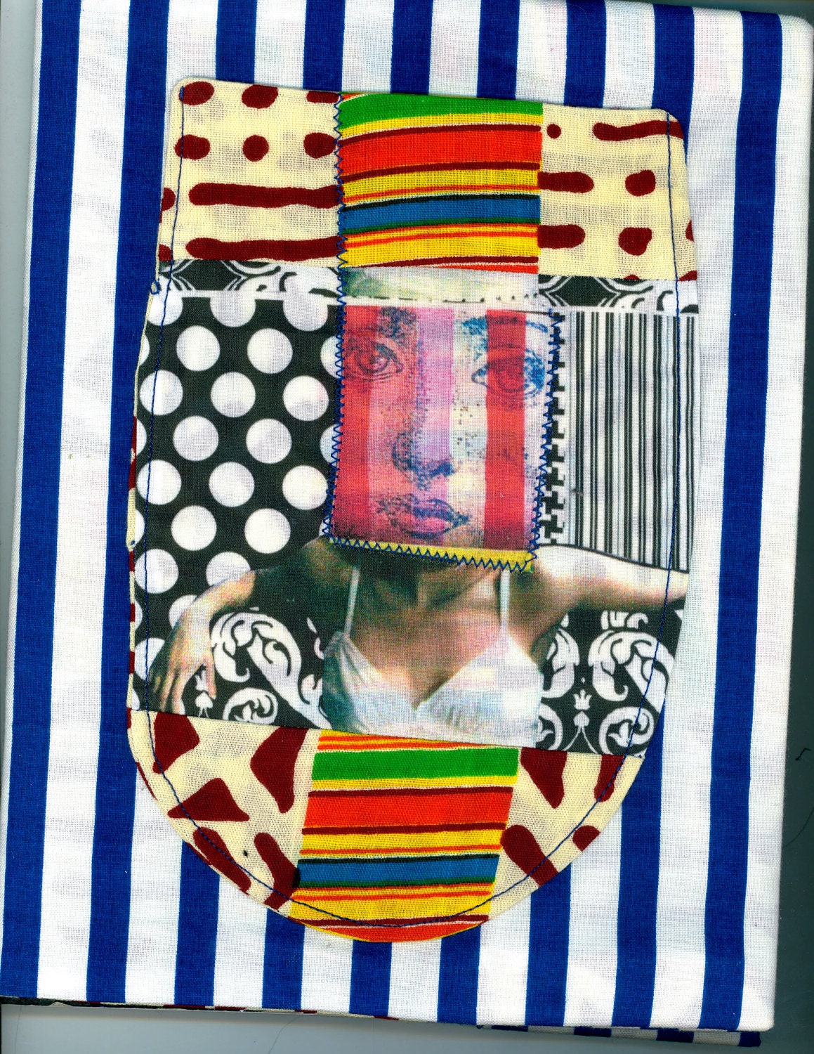 Collage Fiber Art Journal Cover with Notebook