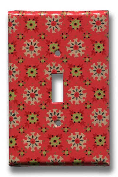 Red Mid Mod Do-Dads 1950's Vintage Wallpaper Single Switch Plate