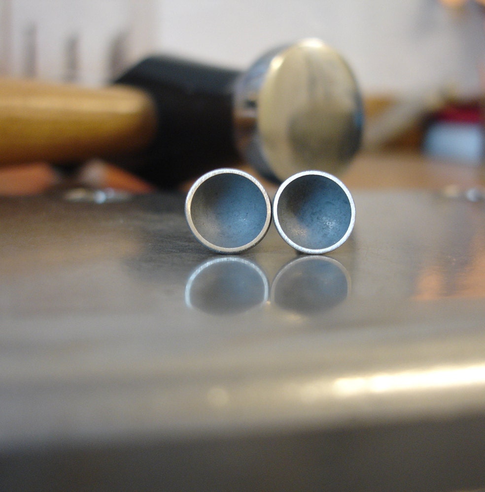 Darkened Sterling Silver Stud Cups - Little Moons