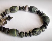 Rustic Jasper Bracelet with Jade and Sterling Silver ... Stone Age