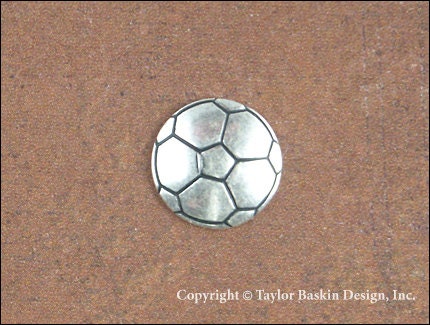 Soccer Ball Jewelry Scrapbooking Charm Finding in Antique Silver Plate (item 1523 AS) - 6 Pieces