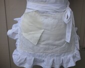 Aprons - Bridal  Aprons - Handmade White Aprons -  - Here Comes the Bride Apron - White Lace Apron