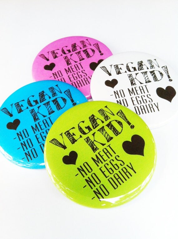 Green Vegan Kid 2.25 inch Pinback Button