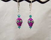 Day of the Dead Earrings, Fancy Sugar Skull Earrings, Your choice, purple, green, yellow, red, orange, magenta, white.  TPMB