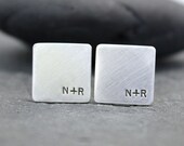 PLUS initial Cufflinks, Cuff links for men, Sterling, Silver, 92.5, monogram, personalized, custom text
