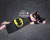Batman Costume. Cape, Mask and Cuffs Set Newborn (available in all sizes)