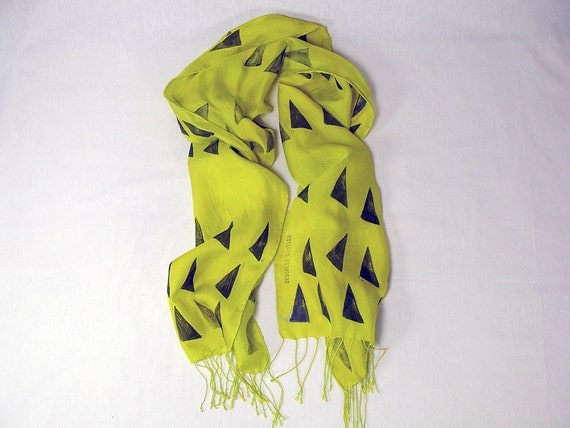 Chartreuse Triangles Silk Scarf