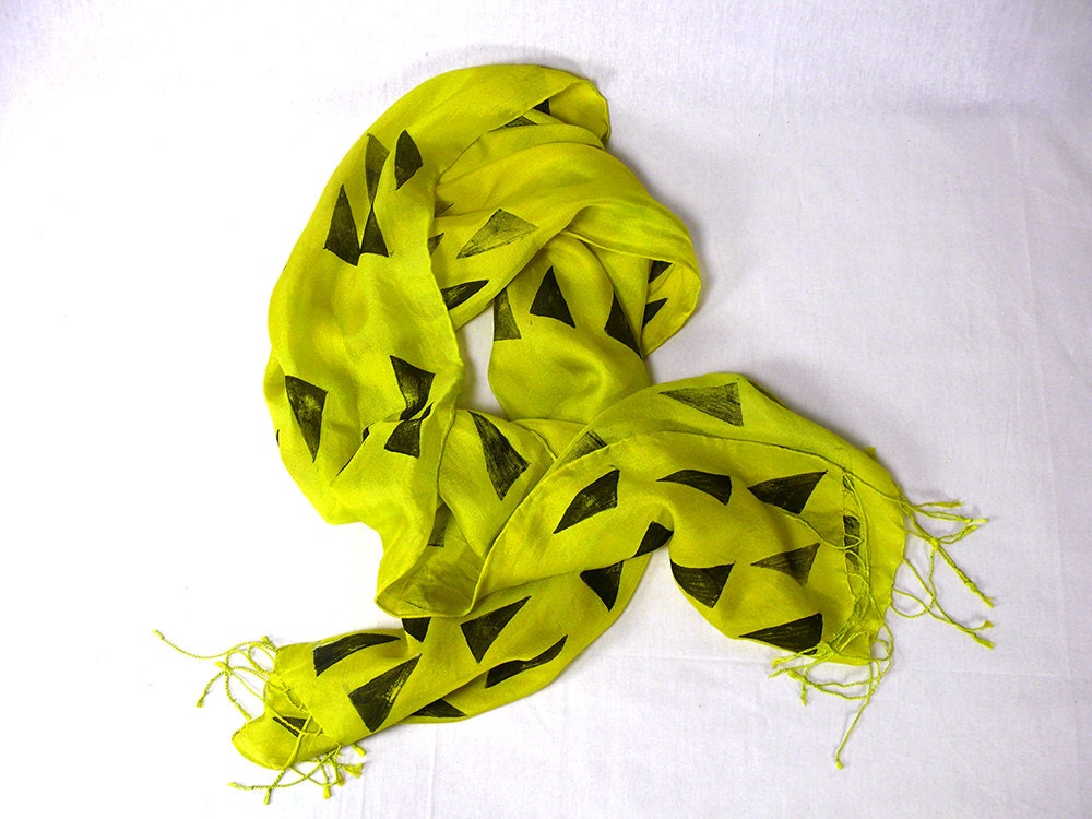 Chartreuse Triangles Silk Scarf