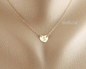 Heart Initial Charm Necklace, Monogram Necklace, Gold fill, Bridesmaid Jewelry, Loved Heart Necklace, Personalized Mother Jewelry