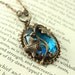 Vintage Tooled Brass "Reflection Pool" Arts and Crafts Czech Glass Necklace
