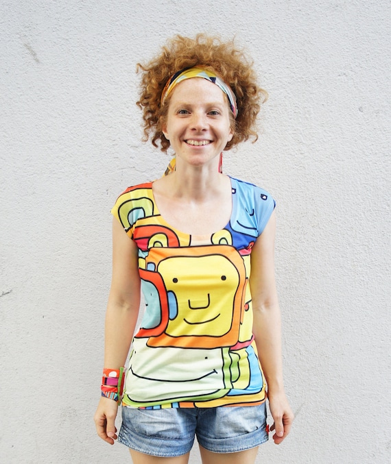 Printed bright rainbow creatures tshirt limited edition