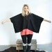 W O O L  poncho / black wool poncho with leather ties / wool shawl