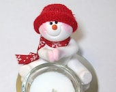 Warming my hands: Snowman tea light