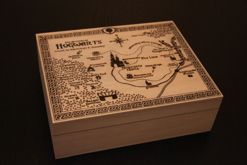 Hogwarts Map Memory Box - Natural Stain