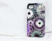 iPhone 4 case - iPhone 4s case - Tidal Bloom - purple green and blue floral artwork - TOUGH iphone 4 cover