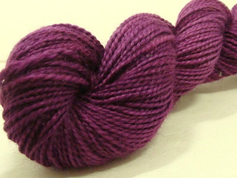 SALE Hand Dyed Mohair Merino Worsted Weight - Violent Violet Semi Solid Knit with a Classic yarn