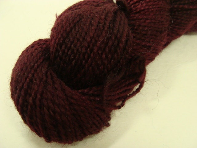 SALE Hand Dyed Mohair Merino Worsted Weight - Plum Semi Solid Knit with a Classic yarn