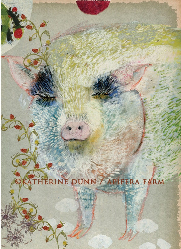 3 Art Cards of Rosie the Pig with Story Inside