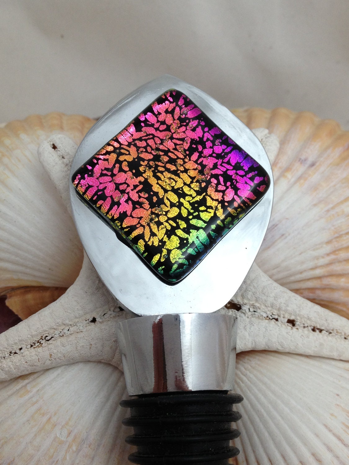 Double Sided Wine Stopper - Dichroic Fused Glass - Wine Bottle Stopper - Kitchen - Housewares