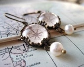 Compass and Pearl Earrings
