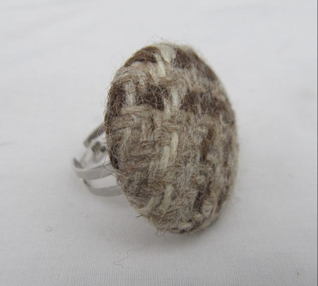 Izzy Lane Three Colour Checked Tweed Ring