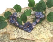 Flower Bead Set  - Midnight Blue antiqued with Copper