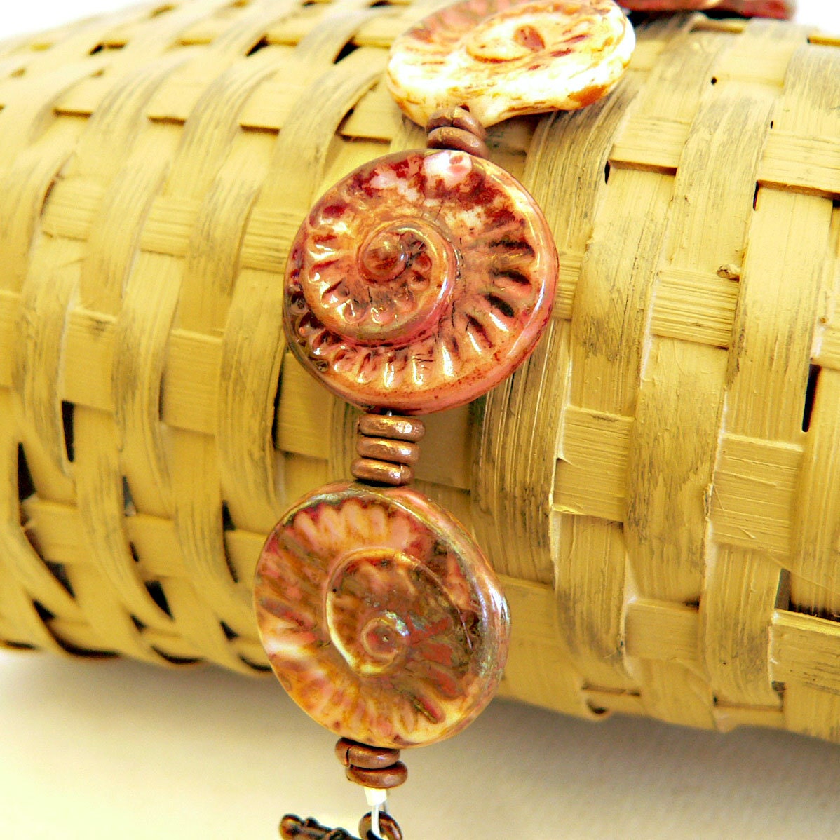 Copper and Pressed Glass "Nautilus" Bracelet (no. 751)