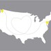 U.S. Love Map - Gray and Yellow US Map Illustration With Heart - United States Print - Custom 11x14