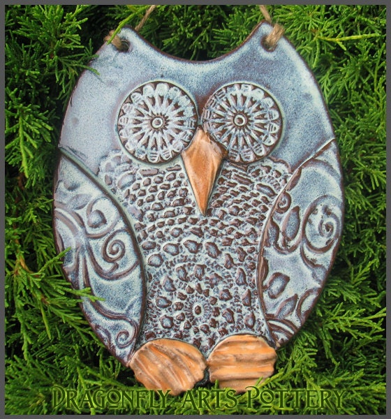 Hand made Owl Wall Hanging - Pottery Stoneware Garden Ornament - Made to Order