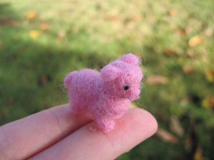 Needle Felted Pig Tiny Miniature Animal