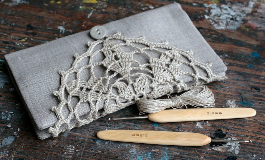 Linen Crochet Hook Case - Holder - Organizer