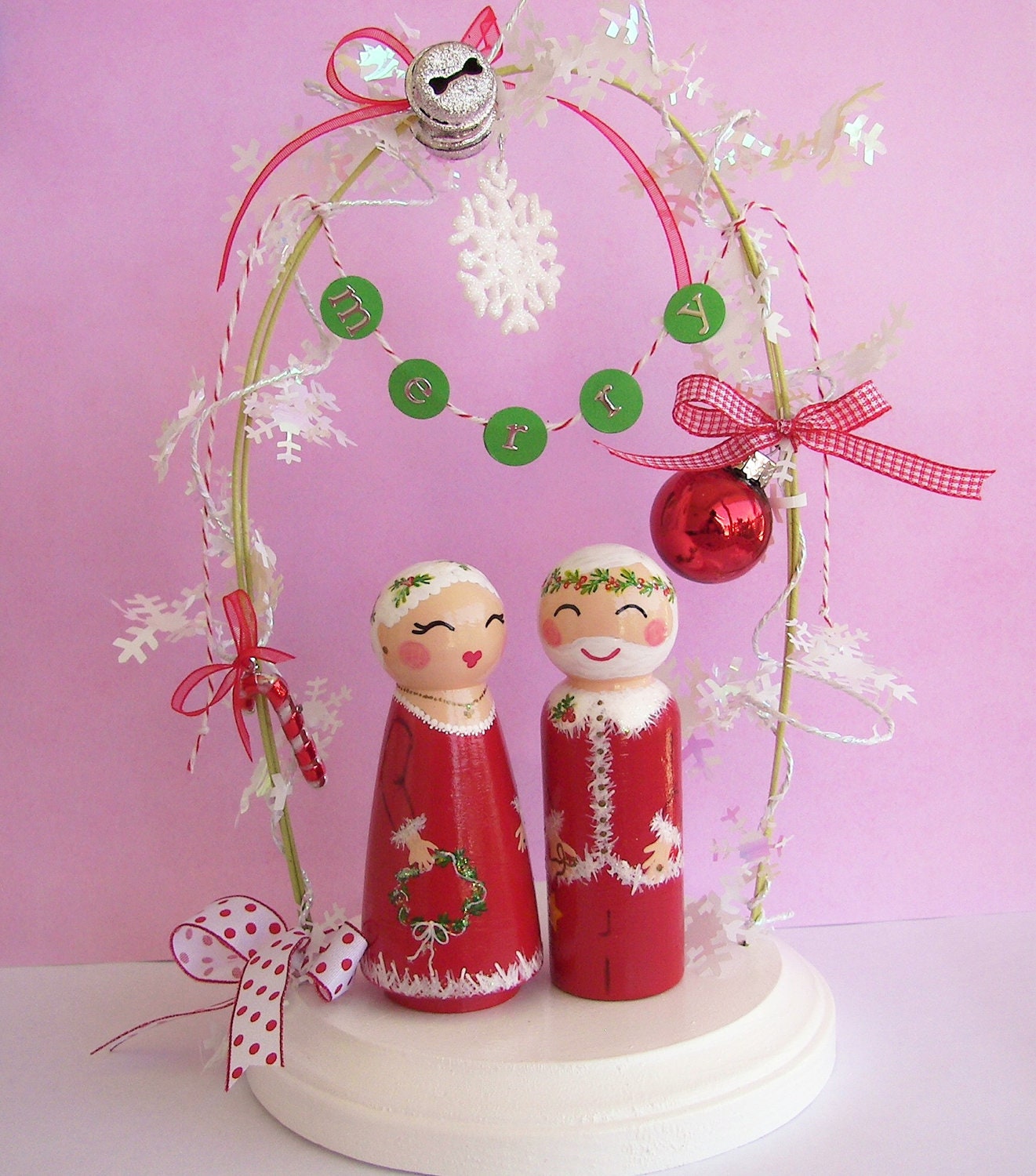 Hand Painted Love Boxes Custom Christmas Wedding Cake Toppers Stand and Bunting to match