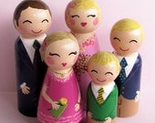 Hand Painted Love Boxes Custom Family of Five 5 Peg Dolls Wood