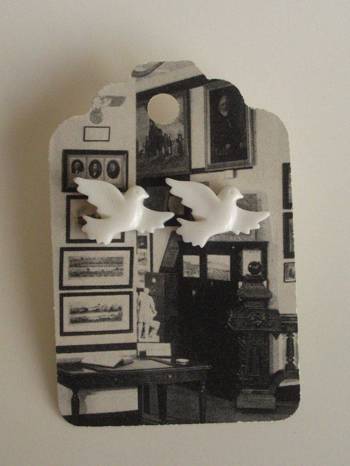 White Dove Bird Earrings