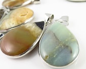 Semi-Precious Amazonite Pendants with Brass Bail - 1 Piece - LCG-H1465-1