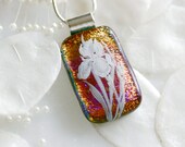 Flame Iris 00983 Dichroic Fused Glass Pendant, Fused Glass Jewelry, Fused Glass Necklace -