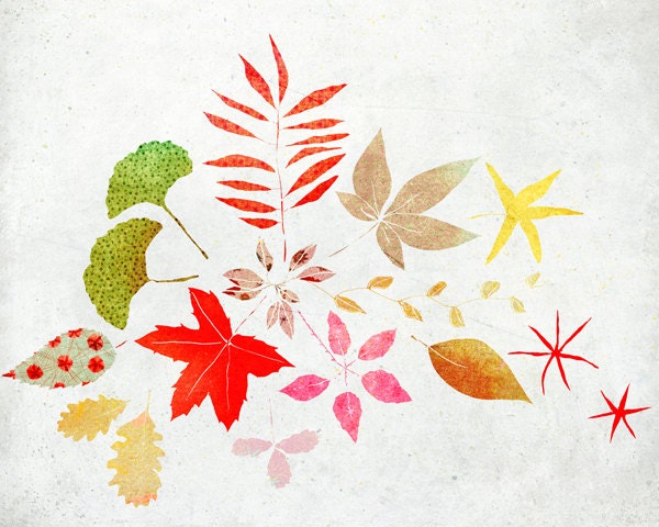 Novembre - Art - Print of an original illustration - Color Print - Drawing - Colorful Autumn leaves - Children room decor